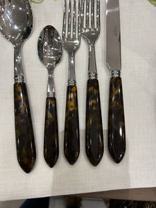 Mirror Polish Flatware <b>Sets</b> With Custom Designing Resin Handles 5 Pcs BPA Free Dishware Safe Cutlery For Table Decoration - Product Image 6
