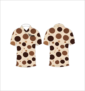 เสื้อโปโลผู้ชายแบบซับลิเมชั่นสีแดงดำลายเรขาคณิต เสื้อโปโลสำหรับตีกอล์ฟ ซับเหงื่อ เสื้อโปโลผู้ชายแบบซับลิเมชั่นสีน้ำตาลลายจุด - Product Image 1