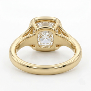 Bague de mariage pour femme en or jaune 18 carats avec diamant de laboratoire taille coussin, sertissage à clos, certifiée IGI, pour usage quotidien - Product Image 3