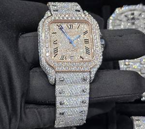 Montre-bracelet automatique de luxe pour homme avec diamants Moissanite VVS, cadran saphir 20 mm, affichage à aiguilles, verre entièrement en acier inoxydable - Product Image 4