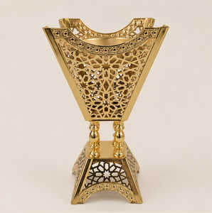 Gold Metal Bakhoor Burner Arabic Mabkhara Charcoal Incense Holder Tower Shape Oud Frankincense Censer for Home <b>Decor</b> Ramadan Eid - Product Image 5