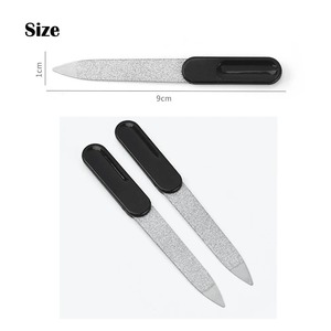 Lima de uñas desechable de cristal de 9 cm x 1 cm con mango negro, doble cara, lavable, grano 100, herramienta para el cuidado de las uñas - Product Image 1