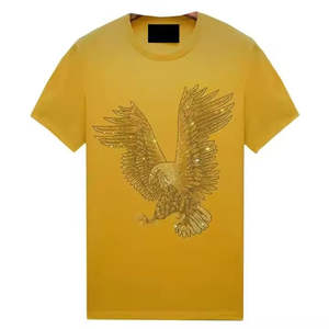 Camiseta de Manga Corta para Hombre con Diseño de Águila Personalizado con Pedrería, 100% Algodón, Brillante, Transpirable y Ecológica - Product Image 1