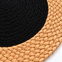 Set de table rond en jute fait main de style bohème, noir, pour la décoration de table, destiné aux détaillants et aux magasins de décoration intérieure