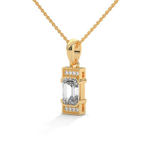 Collar con Colgante de Diamante Corte Esmeralda Cultivado en Laboratorio, Oro, para Mujer, Joyería Fina, Regalo Atemporal para Novias y Celebraciones - Product Image 2