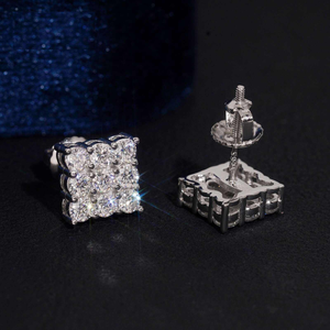 Boucles d'oreilles clous en moissanite et diamants en or blanc, bijoux de luxe hip-hop - Product Image 3