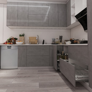Armario de cocina con coctelera de estilo europeo moderno de JY Furniture, carcasa de MDF ensamblada LISTA DE Vietnam, cajón deslizante con acabado de puerta de PVC - Product Image 4