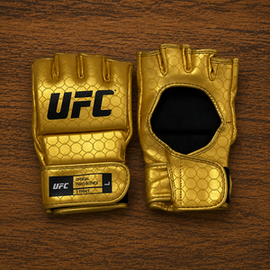 Guantes de Entrenamiento de MMA y Sanda Oficiales de la UFC, Medios Dedos, Ligeros, Antideslizantes, con Cierre de Velcro, Dorados y Negros, para Autógrafos - Product Image 3