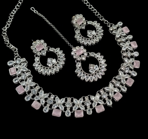 Gold Plated Fancy Collection Geometric Crystal Pearl Necklace <b>Earring</b> Ring Set <b>Women's</b> Wedding Jewelry Classic Style High - Product Image 3