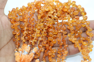 ลูกปัดโกเมน AAA spessartite ขนาด5*7มม. ลูกแพร์เหลี่ยมเพชรพลอยธรรมชาติสีโกเมนแฟนต้า - Product Image 6