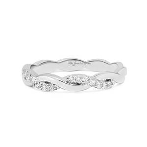 Anillo de Boda Trenzado para Mujer, Anillo de Eternidad con Moissanita, Plata Blanca Sólida de 14K, Anillo de Boda Infinito Trenzado, Regalo de Aniversario - Product Image 3