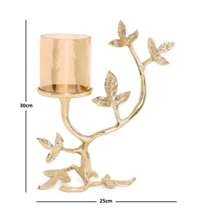 Candelabro de Metal con Forma de Rama y Portavelas de Cristal, Diseño Elegante y Moderno, Candelabro de Aluminio Dorado para Bodas - Product Image 4