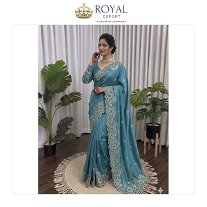 Vêtements traditionnels indiens pour mariage, vente exclusive, magnifique design, sari chocolaté avec broderie de sequins. - Product Image 3