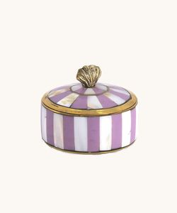 Mother of Pearl Trinket Box Round Jewelry Storage Organizer Decorative <b>Vanity</b> <b>Case</b> with Gold Lid Handmade Gift Box - Product Image 4