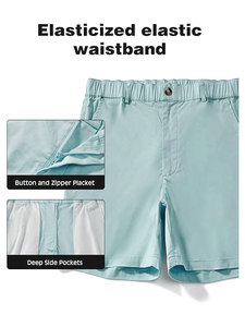 Shorts décontractés en coton pour hommes, coupe classique, taille élastique, avec plusieurs poches, pour un usage quotidien, tenue d'été - Product Image 5