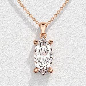จี้เพชรทรงมาร์คีส์เคลือบทอง 14K เพชรเพาะเลี้ยงในห้องปฏิบัติการ สร้อยคอจี้เดี่ยวทันสมัย รับรองโดย IGI ของขวัญสำหรับงานแต่งงานและงานหมั้น - Product Image 5