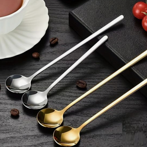 Cuillère à café en métal antique argentée et dorée avec finition miroir, couverts élégants pour les fêtes de Noël, ustensiles de cuisine en acier poli - Product Image 1