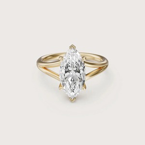 14k Yellow Gold Marquise Diamond <b>Ring</b> 2.07CT Lab Grown Solitaire V Prong 4 Claw 2MM <b>Split</b> Band Engagement <b>Ring</b> Minimal Style - Product Image 1