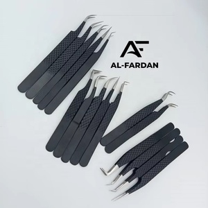 Matte Black Color Eyelash Extension Tweezers Set All Shapes Diamond Grip with Custom Brand Name Volume Lash Fiber Tip Tweezer - Product Image 5