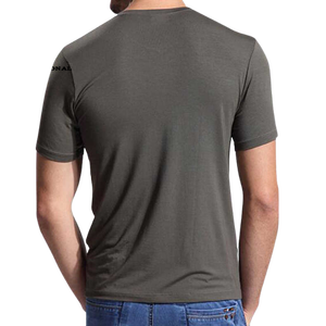 Men's Solid Gray O-Neck <b>Short</b> <b>Sleeve</b> Regular Fit Knitted Casual T-Shirt - Product Image 2