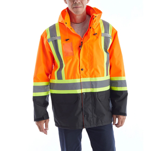 High Visibility <b>Construction</b> Industrial Workwear <b>Jackets</b> Road Winter Hi Vis <b>Work</b> Windbreaker Reflective Safety <b>Jacket</b> - Product Image 3
