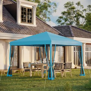 Gazebo Pop-up da Esterno 10x10 Blu Chiaro a Montaggio Istantaneo con 4 Pareti Laterali in Rete per Feste - Product Image 2