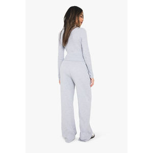 Conjunto de 2 Piezas para Mujer, Mono Tejido Gris, Cuello Alto, Manga Larga, Corte Holgado, Casual, para Todas las Temporadas, Color Sólido, Transpirable, Largo - Product Image 4