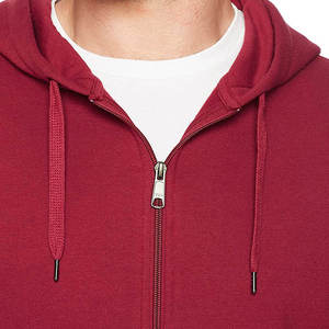 Sweat-shirt à capuche zippé pour homme, logo personnalisé, en molleton uni, coton lourd et polyester, rouge, vente en gros - Product Image 5