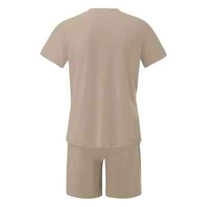 Ensemble T-shirt et short pour homme, imprimé Los Angeles, kaki, décontracté, été, respirant, tricoté, deux pièces, fabricant OEM - Product Image 6