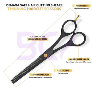 Tijeras de Entresacar Personalizadas de 6.5 Pulgadas, Color Negro, Alta Calidad, Mango Antideslizante de Fácil Agarre, Afiladas y Duraderas, Corte Suave - Product Image 2