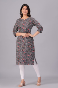 Women Black Printed <b>Kurti</b> Ethnic Casual Wear <b>Kurti</b>, Work <b>Kurti</b> , Trendy <b>Kurti</b> , New Kurta - Product Image 6