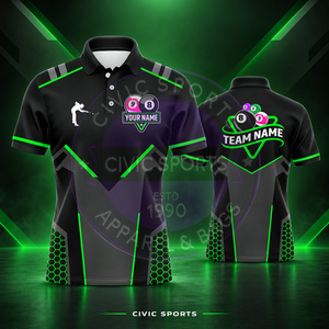 Camiseta de Billar Sublimada con Impresión Personalizada, Transpirable, de Poliéster, con Diseño de 9 Bolas, de Secado Rápido, Estilo Deportivo para Hombre - Product Image 1