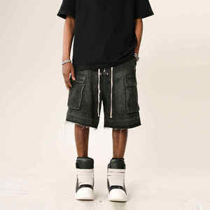 Shorts en jean délavé les plus populaires, style streetwear, multi-poches, coupe ample, respirants, pour l'été - Product Image 3