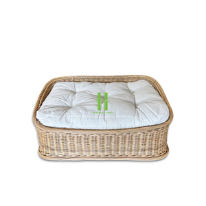 High Quality Customized OEM Indoor Cat <b>Bed</b> Handmade Rattan Cotton Pet Cage Animal Pattern Snap Button Belt Direct Wholesale HNH - Product Image 4