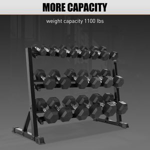 Support de rangement réglable à 3 niveaux pour haltères, capacité 1100 lb, base de 36 pouces, idéal pour les salles de sport à domicile - Product Image 6