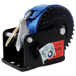 Argano Manuale Portatile da 800 libbre con Cinghia Blu da 6 Metri, Guscio Nero, Rapporto di Trasmissione 3.1:1, Cricchetto Bidirezionale, Argani Elettrici - Product Image 2