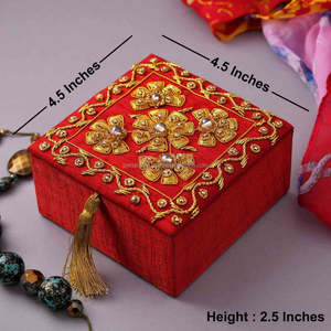 Caja de Regalo de Boda de Lujo, Resistente, de Cartón Zardozi, para Joyería, Organizador, con Cierre Magnético y Diseño Grabado - Product Image 5