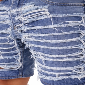 Pantalones Cortos de Mezclilla Desgastados para Hombre, Cintura Media, Estilo Casual de Verano, Lavado Claro, Tela de Algodón - Product Image 6