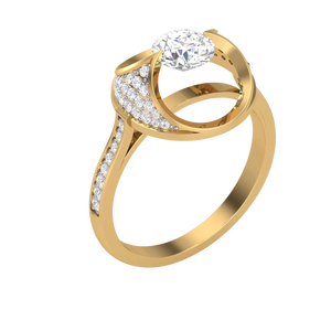 Bague de fiançailles classique à taille ronde avec halo de diamants en or, bijoux de mariage raffinés pour femmes - Product Image 3
