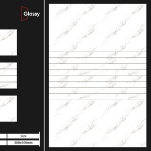 Carreaux de porcelaine décoratifs modernes à finition brillante 300x600 mm, développés pour les espaces sophistiqués nécessitant une esthétique durable. - Product Image 1