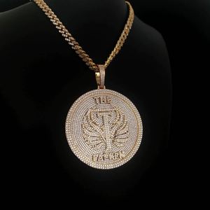 Pendentif rond en moissanite et diamant, collier en argent 925, style hip-hop, bijoux sertis de pierres - Product Image 2