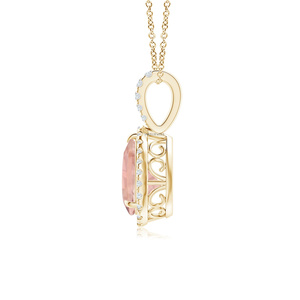 Pendentif solitaire en morganite en forme de goutte d'eau, plaqué or 10K 14K 18K, bijoux minimalistes pour mariage - Product Image 4