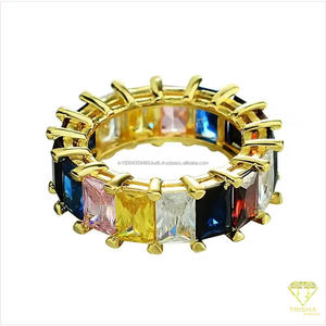 Anillo de banda completa de lujo de plata de ley 925 con moissanita y detalles de piedra rectangular brillante para compra al por mayor de joyería - Product Image 3