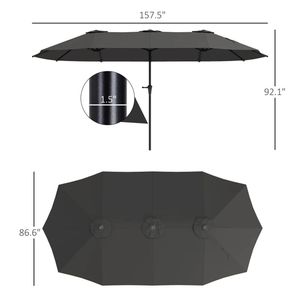 Parasol de terrasse gris foncé sans base, parasols et bases pour patio - Product Image 6