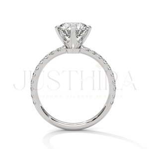 Three Stone <b>925</b> <b>Silver</b> <b>Ring</b> For Wome Most Selling Round Cut Diamond <b>Ring</b> Pave Settings for Everyday Wear Office Use and Elegant - Product Image 4