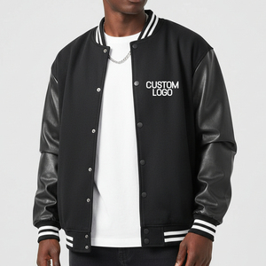 Wholesale Luxury Letterman Winter <b>Jacket</b> with Stand Collar <b>Patchwork</b> Design Customizable OEM Services & Branding Support - Product Image 3