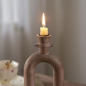 Porte-bougie en bois artisanal, décoration rustique pour la maison, support pour bougie chauffe-plat, bois naturel, centre de table, article cadeau - Product Image 5