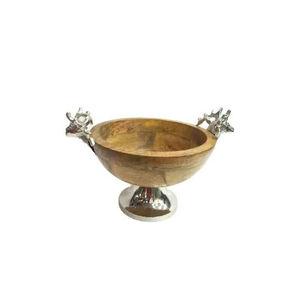 Elegantes Tazones Redondos de Madera de Acacia y Metal Ecológicos para Servir en Casa, Hoteles y Restaurantes - Vajilla Clásica para la Mesa - Product Image 4