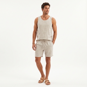 Débardeur d'été en mélange de lin tissé pour homme, respirant, décontracté, OEM ODM, vente en gros, logo personnalisé, faible MOQ - Product Image 2