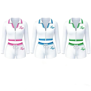 Conjuntos Deportivos Personalizados en Oferta 2026, Conjuntos de Otoño para Mujer, Top Corto con Media Cremallera y Pantalones Cortos, Conjuntos de Dos Piezas para Mujer, Ropa Femenina - Product Image 3